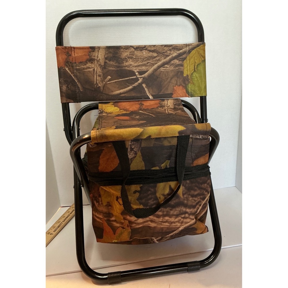 Kids Camo Folding Stool with Cooler Bag Hunting Fishing Camping Chair